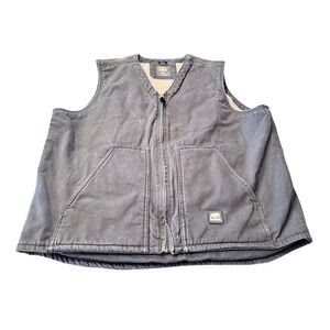 Berne Workwear Sherpa Lined Canvas Vest Mens XL Distressed Black Work Utility 3c